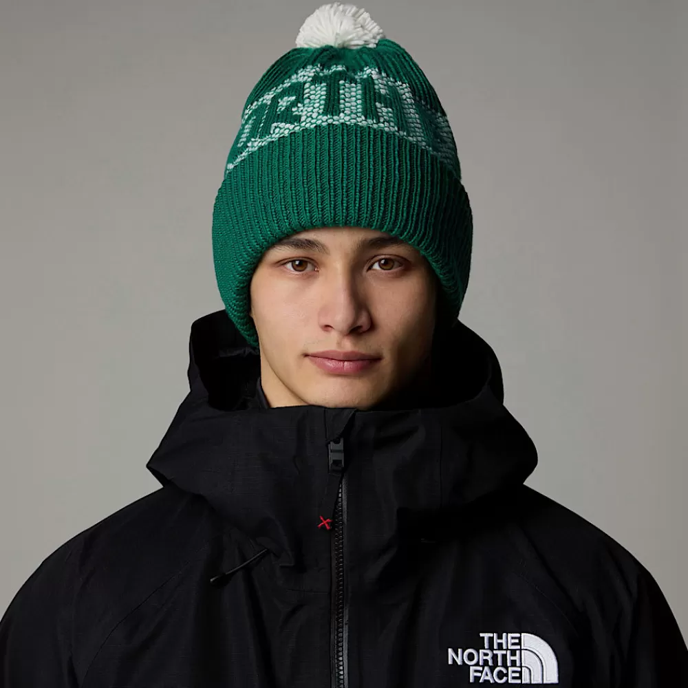 Sale The North Face Czapka Beanie Retro Cabin Evergreen-White Dune