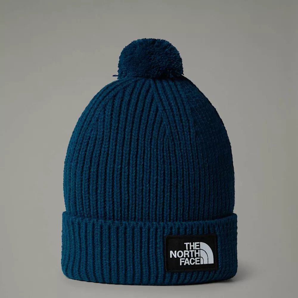 Outlet The North Face Czapka Beanie Z Pomponem I Prostokątnym Logo TNF Midnight Petrol