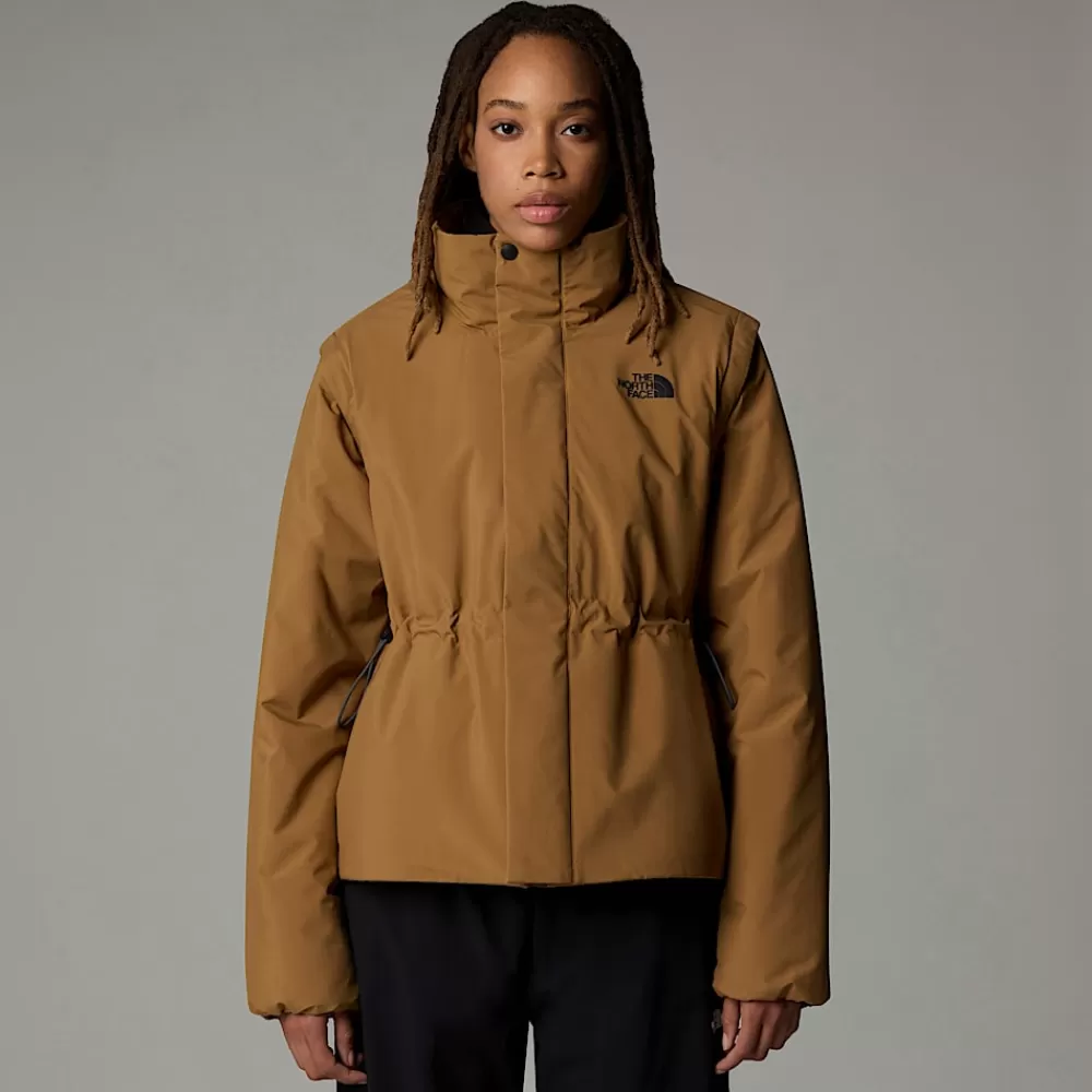 Flash Sale The North Face Damska Ocieplana Przekształcalna Kurtka 2 W 1 UTILITY BROWN