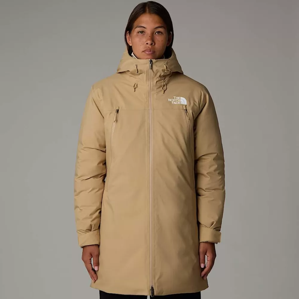 New The North Face Damska Parka Puchowa Mountain Range Khaki Stone