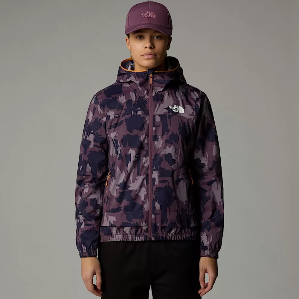 Best Sale The North Face Damska Wiatroodporna Kurtka Dresowa Z Nadrukiem Mountain Athletics Midnight Mauve Painted Mountains Print