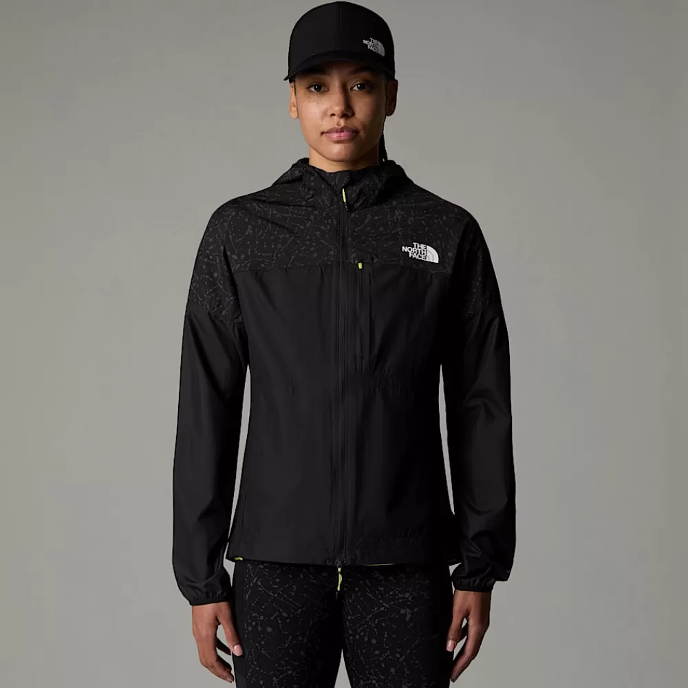 Hot The North Face Damska Wiatroodporna Kurtka Higher Run TNF Black-TNF Black Trail Reflective Print