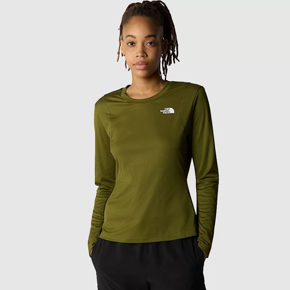 Clearance The North Face Damski Pakowalny T-shirt Z Długim Rękawem LIGHTRANGE™ Forest Olive