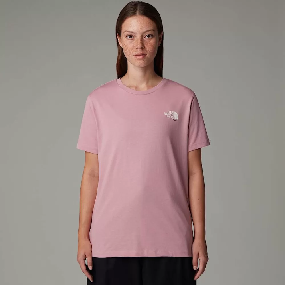 Store The North Face Damski T-shirt France Redbox Mauve -White Dune - Smokey Brown