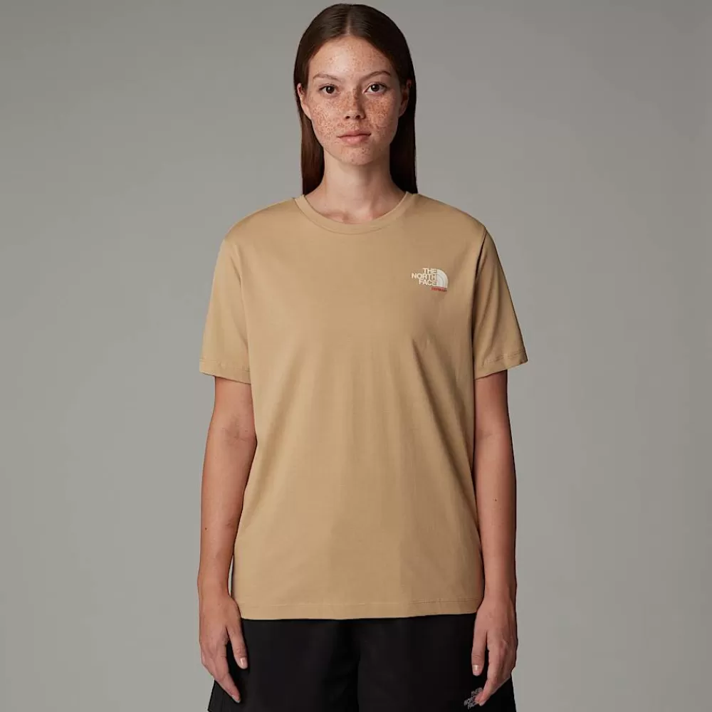 Store The North Face Damski T-shirt Germany Redbox Khaki Stone - TNF Red - White Dune