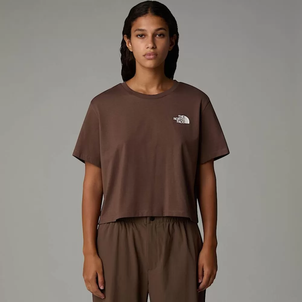 New The North Face Damski T-shirt O Skróconym Kroju Simple Dome Smokey Brown