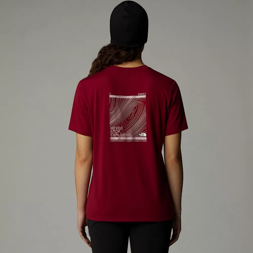 Hot The North Face Damski T-shirt Topographic Foundation Beetroot