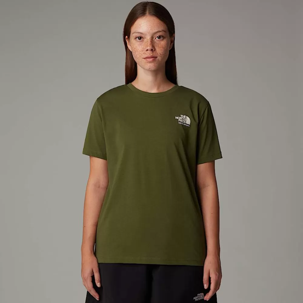 Hot The North Face Damski T-shirt UK Redbox Terrarium Green - White Dune -Beetroot