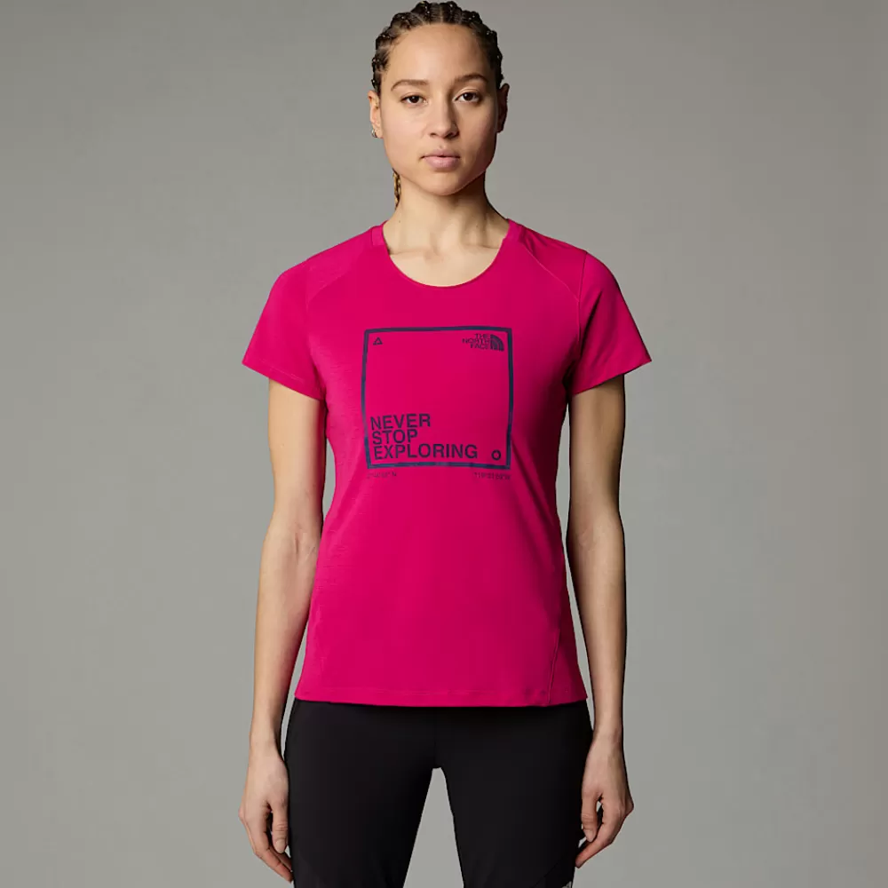 Clearance The North Face Damski T-shirt Z Grafiką Lightning Pink Primrose