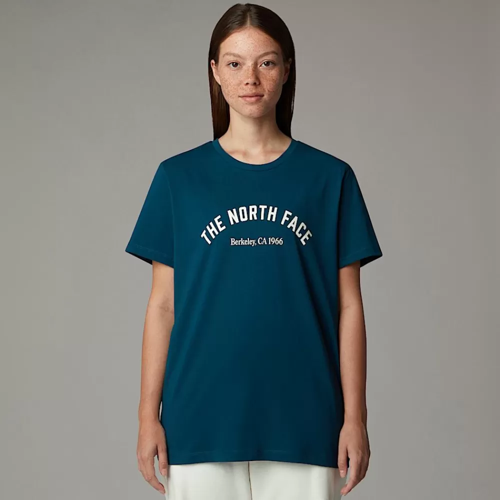 Best The North Face Damski T-shirt Z Grafiką Varsity Midnight Petrol