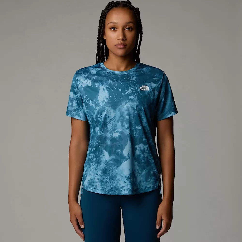 Cheap The North Face Damski T-shirt Z Nadrukiem Flex Mallard Blue Micro Halfdome Print