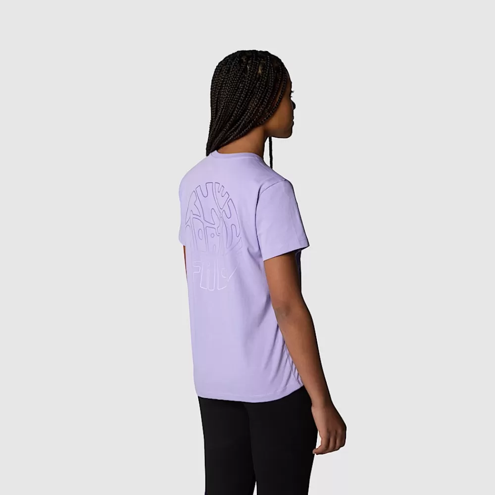 Cheap The North Face Dziewczęcy Luźny T-shirt Z Grafiką High Purple