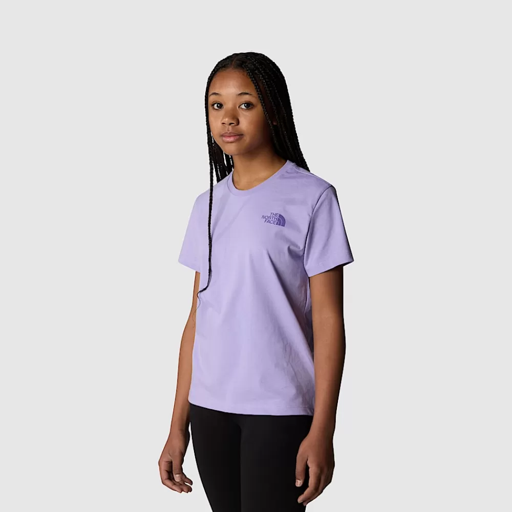 Cheap The North Face Dziewczęcy Luźny T-shirt Z Grafiką High Purple