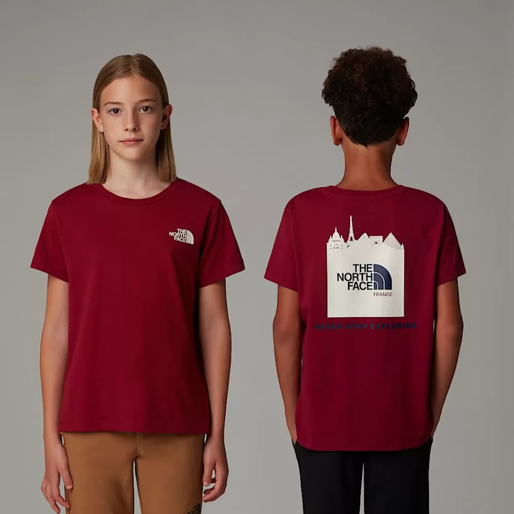 Best The North Face Młodzieżowy T-shirt France Redbox Beetroot-White Dune