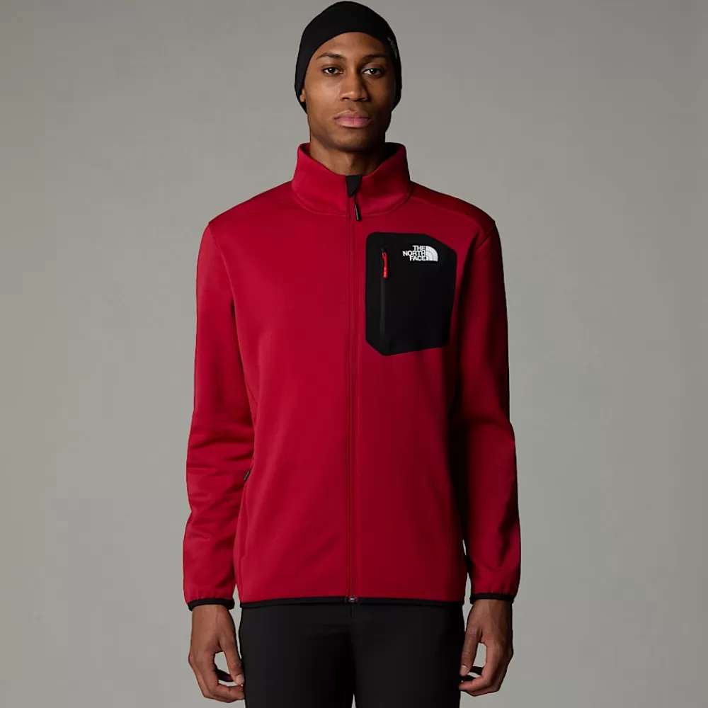 New The North Face Męski Polar Z Zamkiem Na Całej Długości Crest Garnet Red-TNF Black