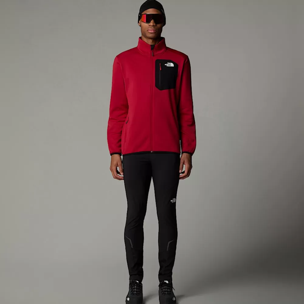 New The North Face Męski Polar Z Zamkiem Na Całej Długości Crest Garnet Red-TNF Black