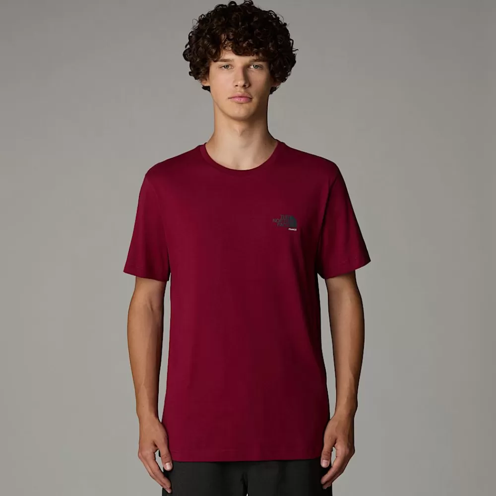 Flash Sale The North Face Męski T-shirt France Redbox Beetroot - Anthracite Grey - White Dune