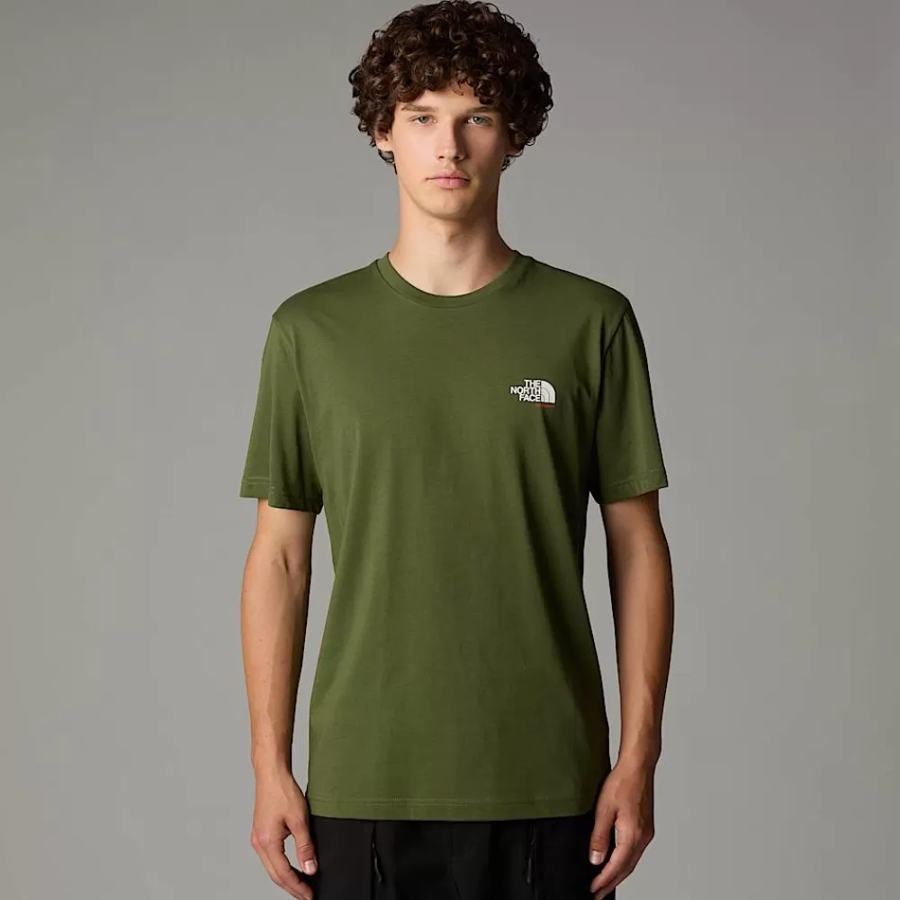 Flash Sale The North Face Męski T-shirt Germany Redbox Terrarium Green - Bombay Orange - White Dune