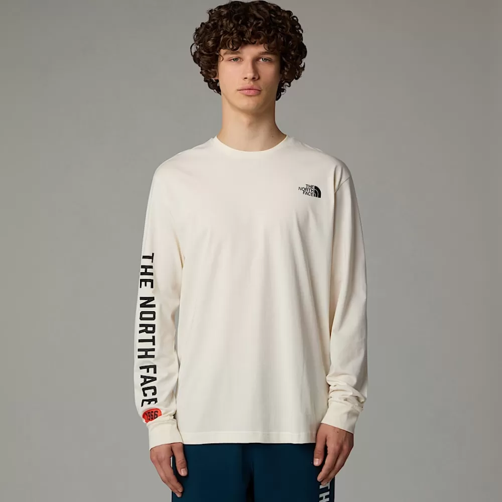 Hot The North Face Męski T-shirt Z Długim Rękawem I Grafiką Varsity White Dune