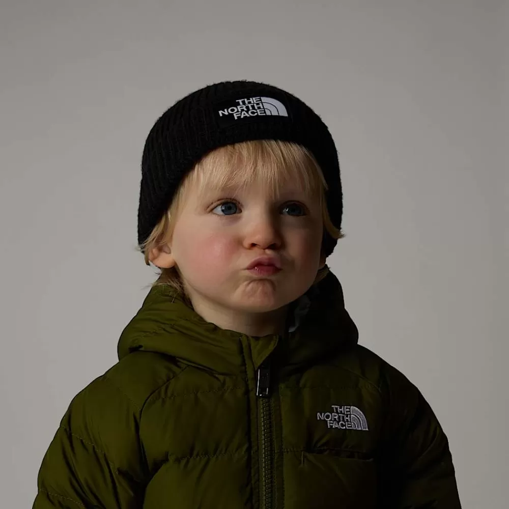 Hot The North Face Niemowlęca Czapka Beanie Z Prostokątnym Logo TNF Black